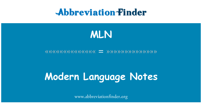 MLN: Moderne taal notities