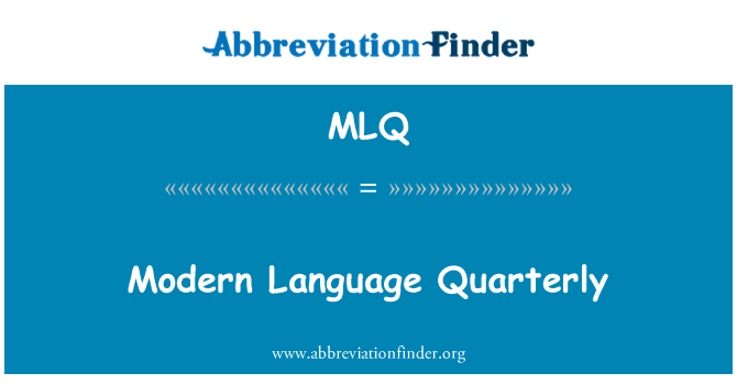 MLQ: Modern Language Quarterly