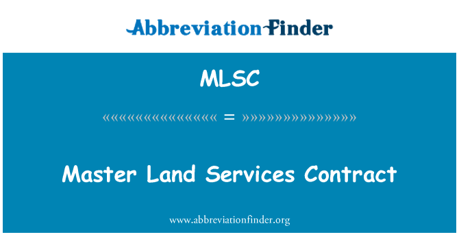 MLSC: Contrat de Services terrestres Master