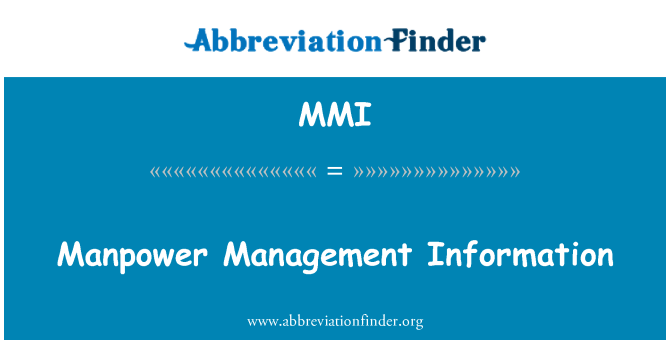 MMI: Manpower Management Information
