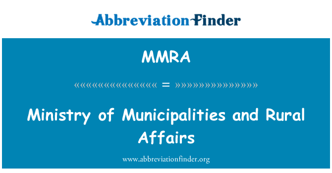 MMRA: Ministério dos municípios e dos Assuntos rurais