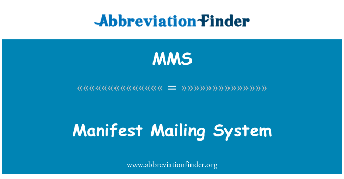 MMS: Manifest, poštovní systém