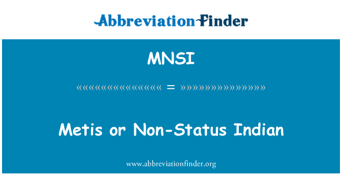 MNSI: متیس یا غیر وضعیت هند