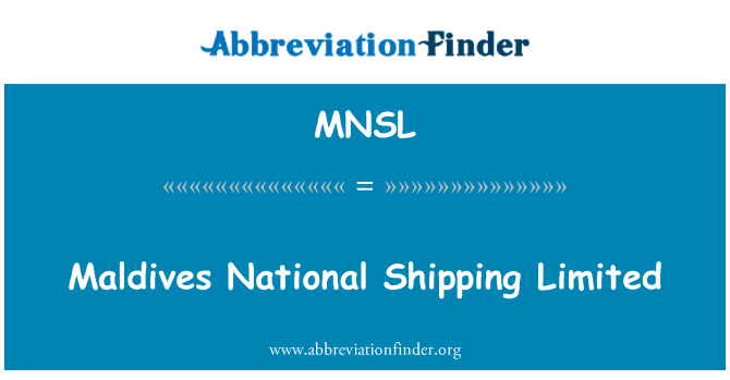 MNSL: Maldives National Shipping Limited