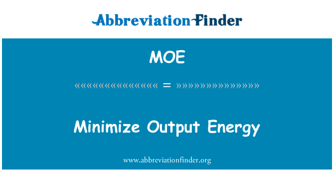 MOE: توانائی کی پیداوار کو کم سے کم