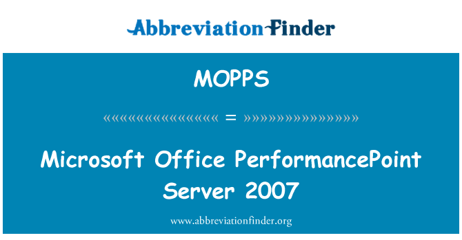 MOPPS: Microsoft Office PerformancePoint Server 2007