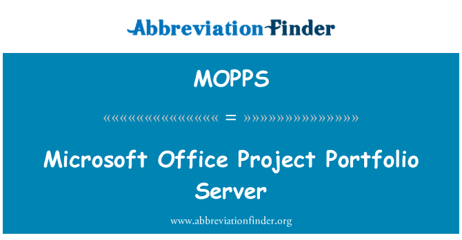 MOPPS: Microsoft Office Project Portfolio Server
