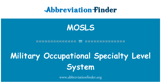 MOSLS: Military Occupational Specialty Level System