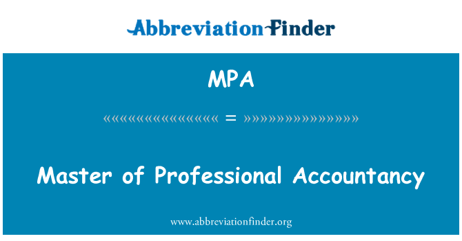 MPA: Master of Professional Accountancy