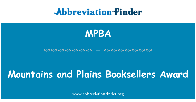 MPBA: Hory a Plains knihkupců Award