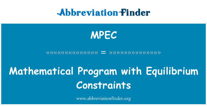 MPEC: Matematiske programmet med likevekt begrensninger