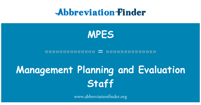MPES: بندوبست کی منصوبہ بندی اور تشخیص کے عملے