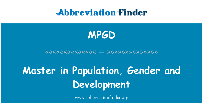 MPGD: Master in Population, Gender and Development