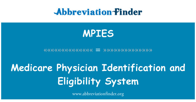 MPIES: Medicare Physician Identification and Eligibility System