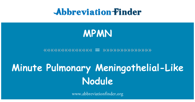 MPMN: Minute Pulmonary Meningothelial-Like Nodule