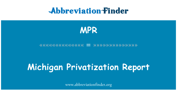 MPR: Rapporto di privatizzazione del Michigan