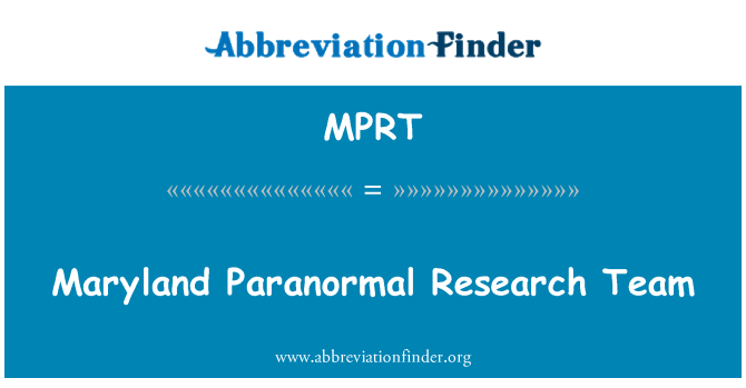 MPRT: 메릴랜드 초 자연적인 연구 팀