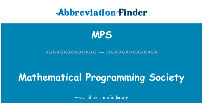 MPS: Soċjetà ta ' l-ipprogrammar matematiċi