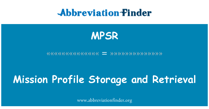 MPSR: Mission Profil speichern und Abrufen