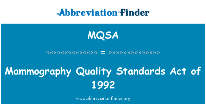 MQSA: Mamografia acte d'estàndards de qualitat de 1992