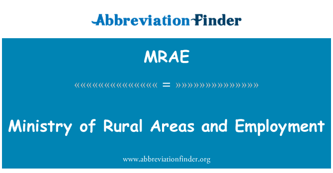 MRAE: Ministry of Rural Areas and Employment