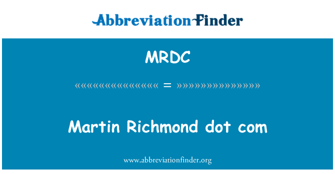 MRDC: Martin Richmond nokta com