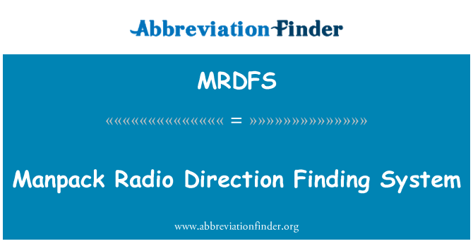 MRDFS: Manpack Radio Direction Finding System