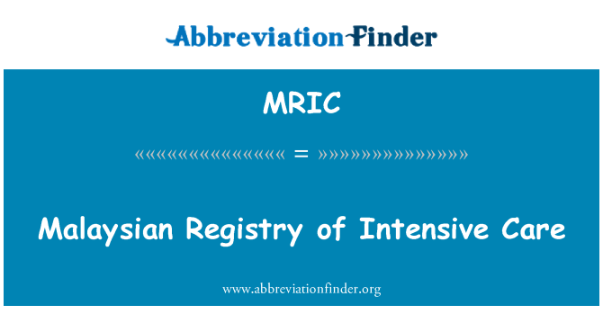 MRIC: Registro malese di Cure Intensive
