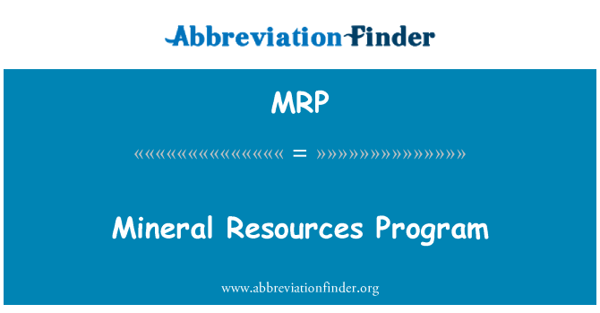 MRP: Il-programm tar-riżorsi minerali