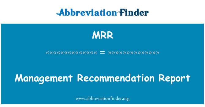 MRR: Management Recommendation Report