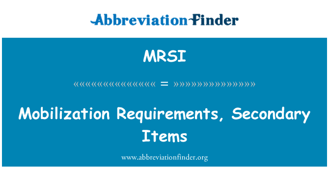 MRSI: Mobilisering krav, sekundære elementer