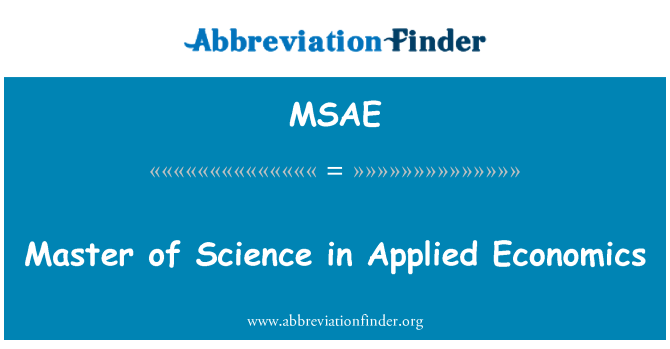 MSAE: Master of Science en economia aplicada