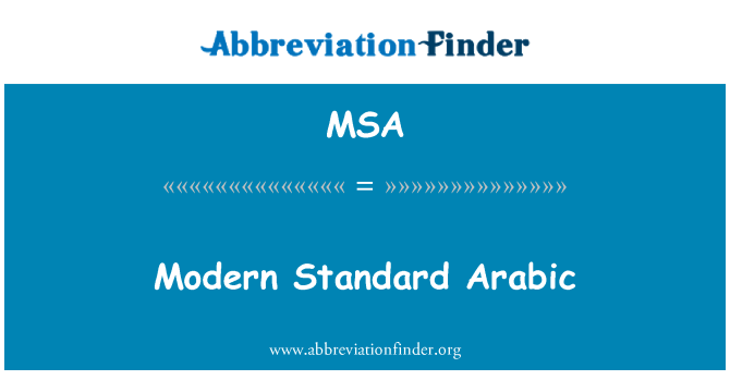MSA: Moderne standaard Arabisch