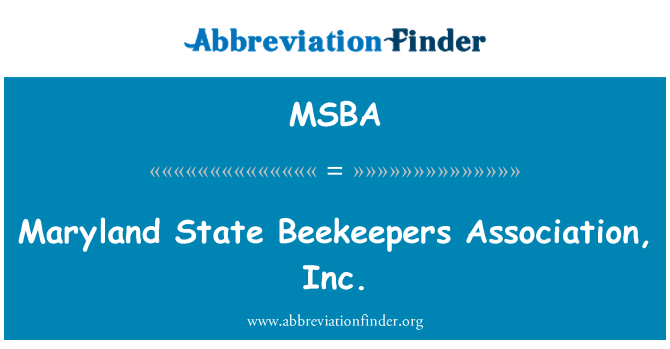 MSBA: Maryland State Associació apicultors, Inc