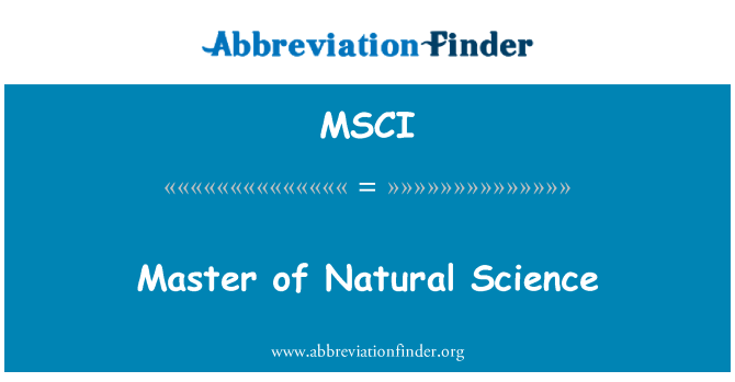 MSCI: Master di scienze naturali