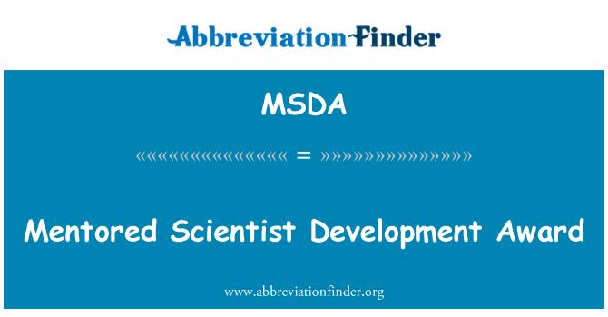 MSDA: 指导的科学家发展奖