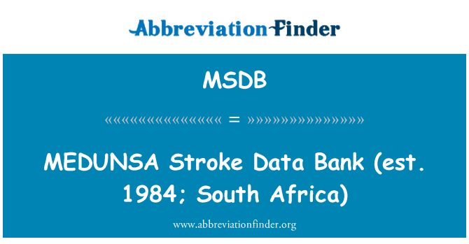 MSDB: MEDUNSA Banco de datos de accidente cerebrovascular (est. 1984; Africa del sur)