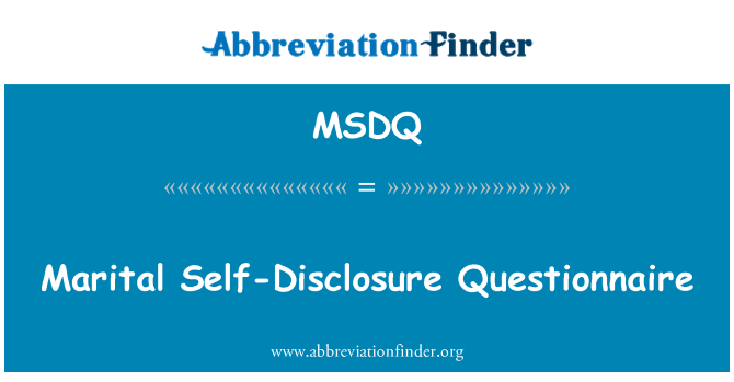 MSDQ: Manželský Self-Disclosure dotazník