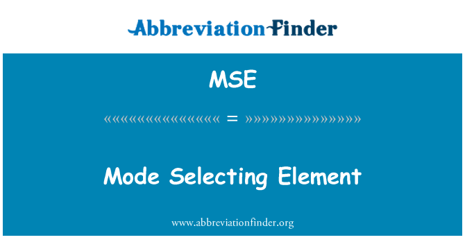 MSE: Način izberete Element