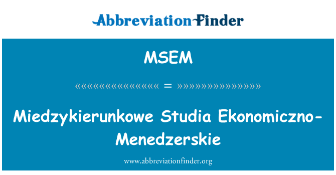 MSEM: Miedzykierunkowe Studia Ekonomiczno-Menedzerskie