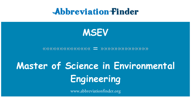 MSEV: Master of Science in ingegneria ambientale