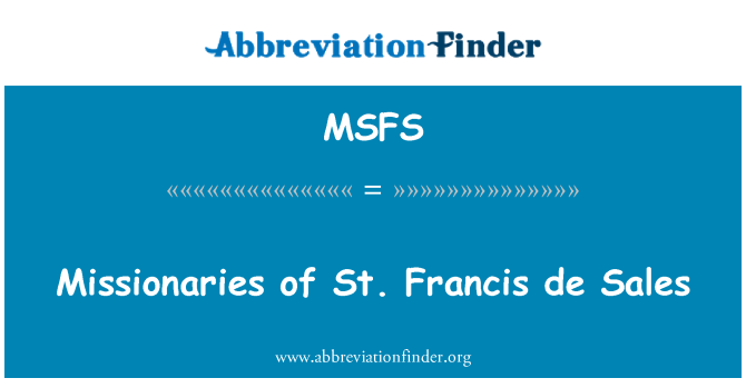 MSFS: Misionari Sv Francis de prodaje
