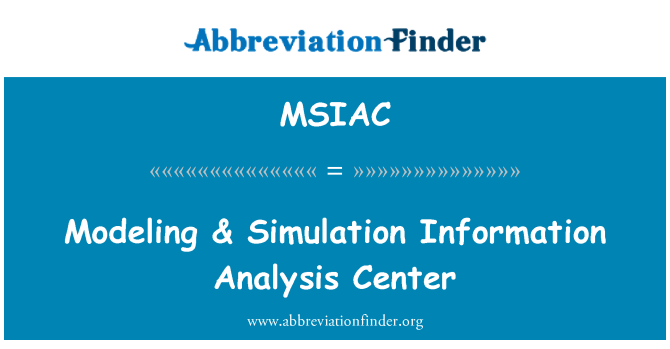 MSIAC: Modeliranje & simulacija informacije analize Center