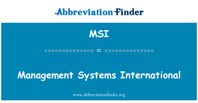 MSI: Management Systems International