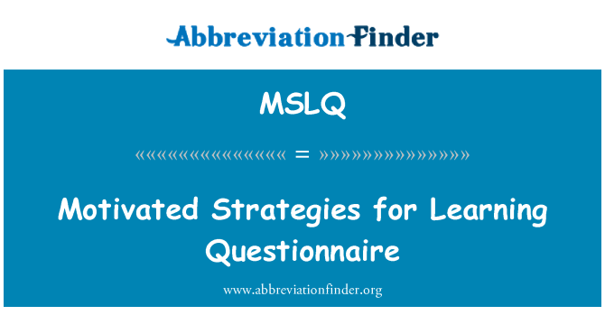 MSLQ: 설문 조사를 학습을 위한 동기 부여 전략