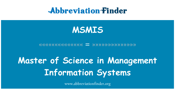 MSMIS: Master of Science in Management Information Systems