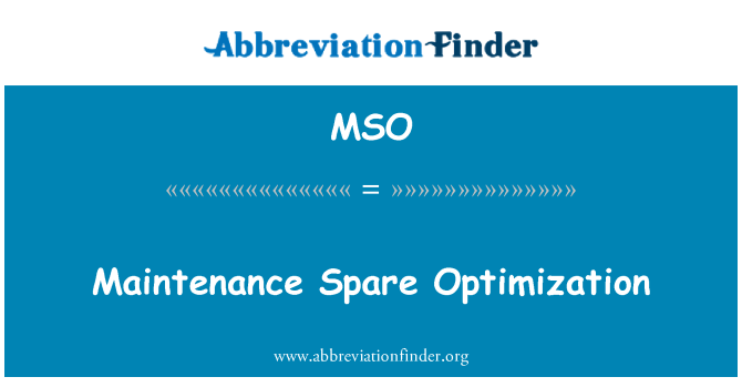 MSO: Bakım yedek optimizasyonu