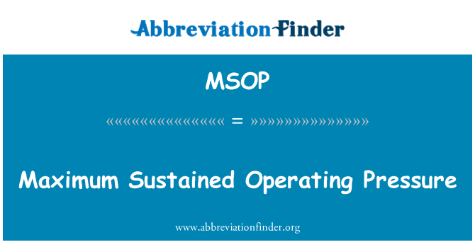 MSOP: Максимальная постоянная рабочее давление