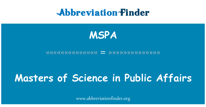 MSPA: Masters of Science v věcí veřejných