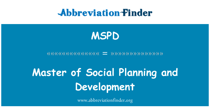 MSPD: Master of Social Planning and Development